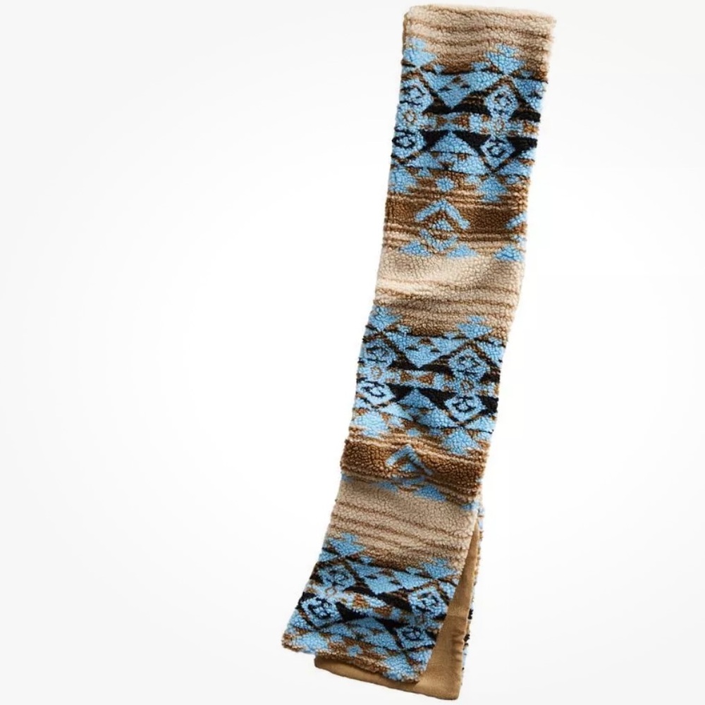 Sun + Stone Men's Geometric Fleece Scarf Blue Size Regular